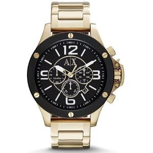 NWT - Armani Exchange Chronograph Black Dial Gold-tone Men's Watch AX1511.